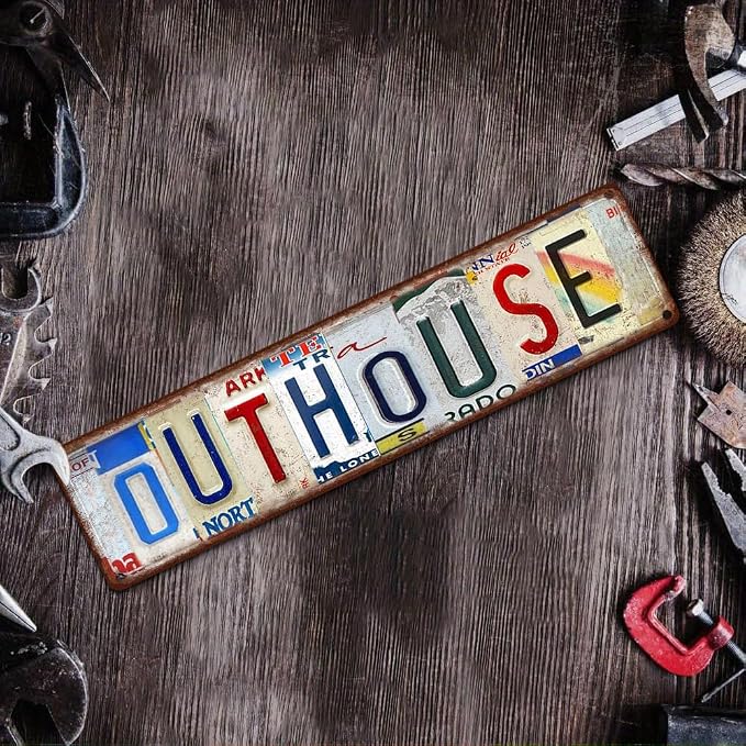Vintage License Plate OUTHOUSE Sign – 16x4 Inch Rustic Bathroom Tin Sign, Funny Outdoor Toilet Wall Decor for Farmhouse, Cabin, RV or Outhouse Shed (Diversity-14) - Image 9