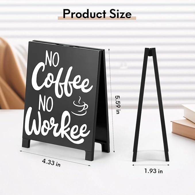 No Coffee No Workee Desk Decor Sign Retro Coffees Shop Table Display for Coffee Station Home Office Kitchen Bar Cafe Counter Bookshelf Christmas Gift for Coffees Lovers Barista Friends