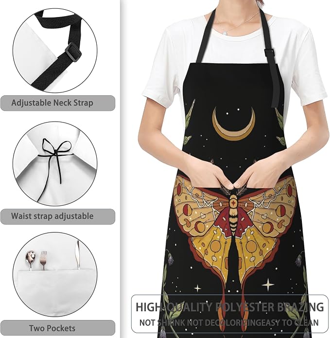 Apron, Stocking Stuffers Bib Apron with Adjustable Neck for Women, Suitable for Home Kitchen Cooking Apron - Image 3