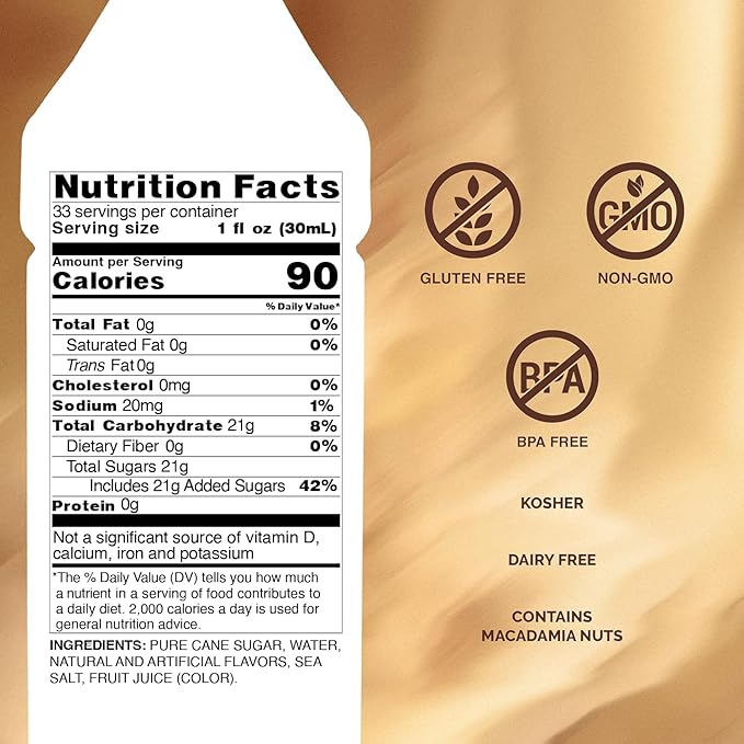 Monin - Toffee Nut Syrup, Bold and Buttery, Great for Coffee and Desserts, Gluten-Free, Non-GMO (1 Liter)