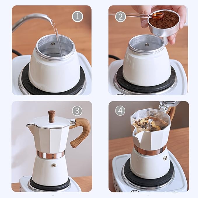 Coffee Pot, Moka Pot Italian Coffee Maker 3 cup/5 OZ Stovetop Espresso Maker for Gas or Electric Ceramic Stovetop Camping Manual Cuban Coffee Percolator for Cappuccino or Latte