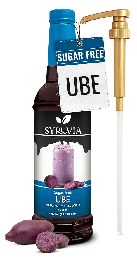 Syruvia Sugar Free Ube Flavored Syrup for Drinks, Cocktails, Lemonades, Iced Teas and Desserts – 25.4 fl oz, With Pump by SYRUVIA