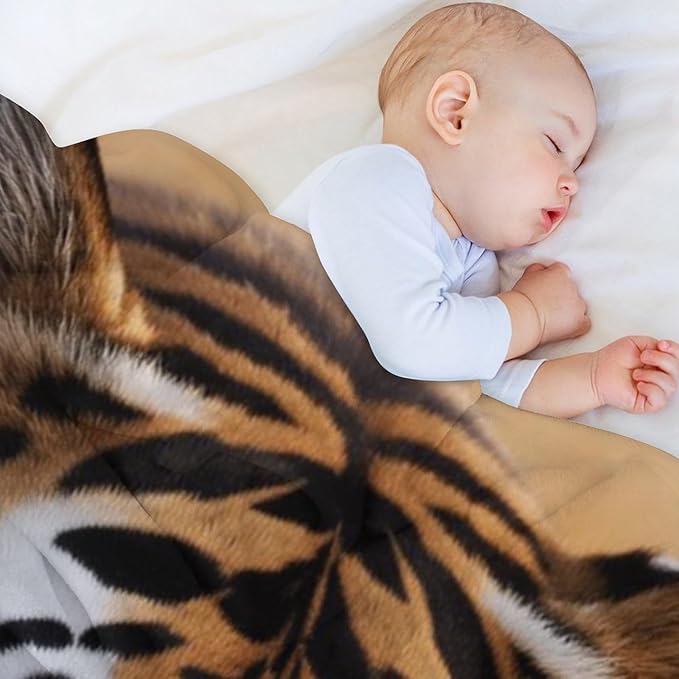 Beautiful Tiger Animal Nature Forest Super Soft Throw Blanket, Rustic Grass Brown Flannel Fleece Decorative Throw for Sofa Couch Bedroom Decor Outdoor Use 60"x80"