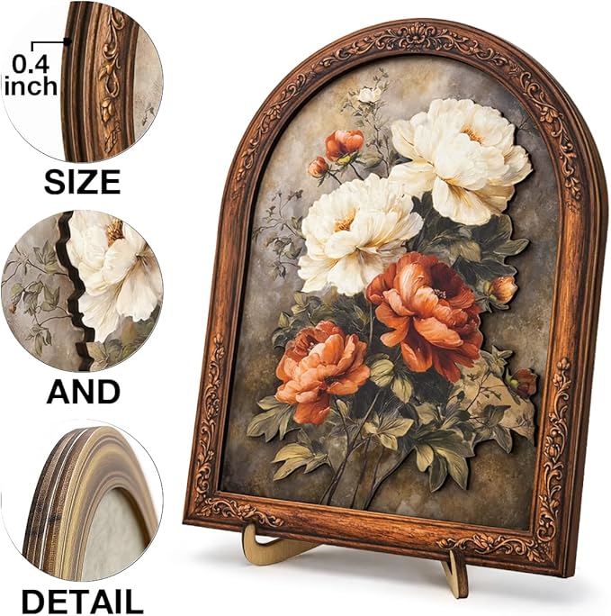 Vintage Floral Bouquet Wall Art Sign for Living Room Decor, Shabby Chic Flower Wall Decor, 8x10 Inch