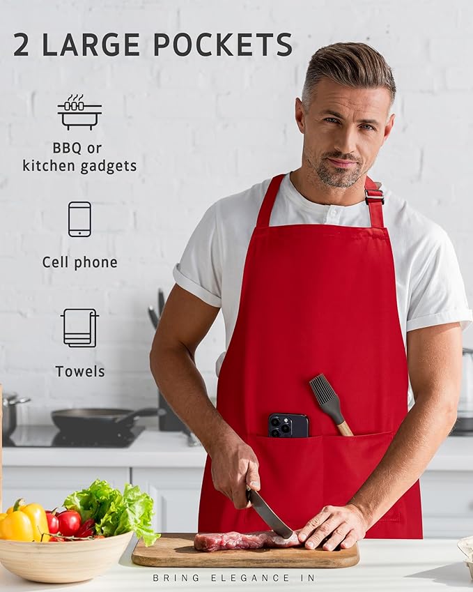 Syntus Chef Apron for Men Women Kitchen Cooking Apron with Pockets, Adjustable Bib Aprons Stain Resistant
