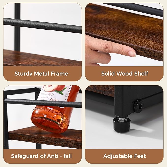 Coffee Syrup Rack Organizer, 3-Tier 12 Syrup Bottles Holder Stand for Coffee Bar, Liquor Bottle Display Shelf Bar Shelf Stand Countertop Rack for Syrup, Wine, Spice