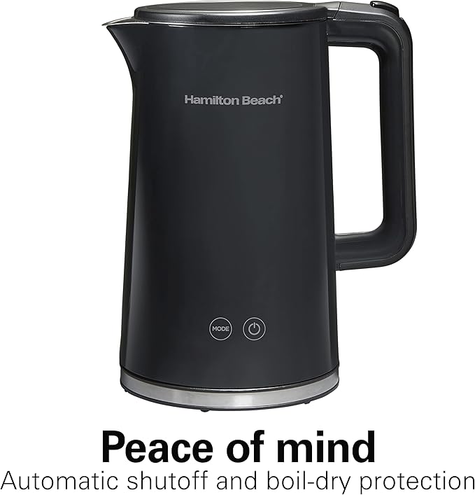 Hamilton Beach Digital Temperature Control Electric Tea Kettle, Hot Water Boiler & Heater 1.7L, 5 Preset Modes + Keep Warm, Fast Boil 1500 Watts, BPA Free, Cool-Touch Exterior, Black (41033)
