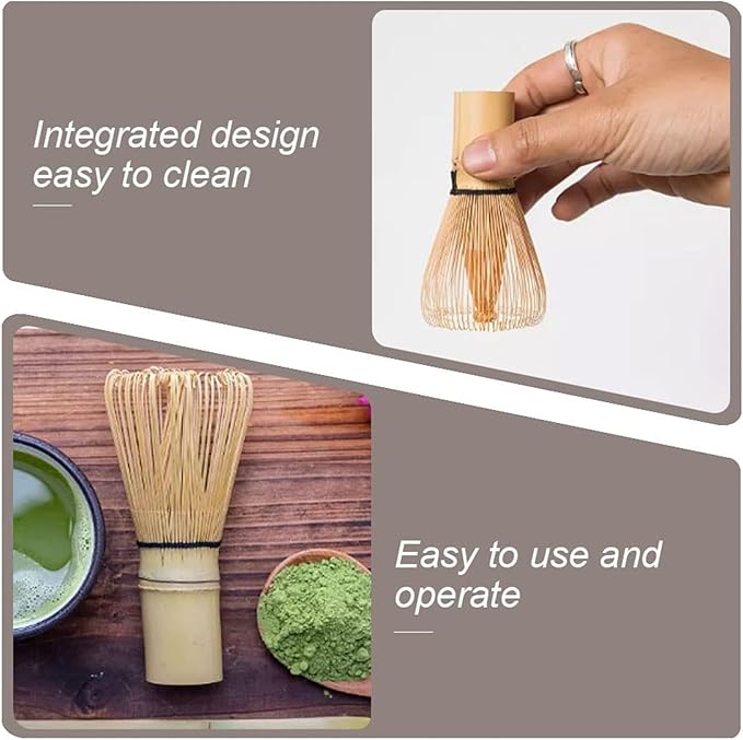 Matcha Whisk 100 Prong Natural Bamboo Tea Powder Whisk Semi Handmade Chasen for Making and Stirring Matcha Golden Bamboo Matcha Green Tea Whisk (2)