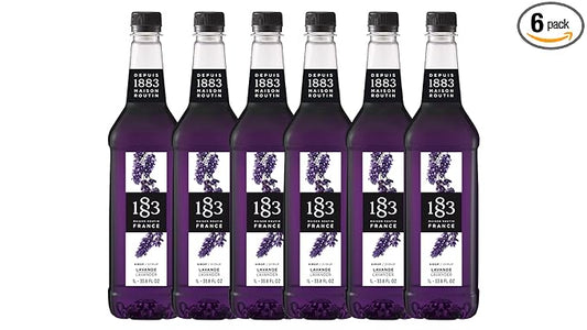 1883 Lavender Syrup for Drinks – 1 Liter Plastic Bottles (Pack of 6)