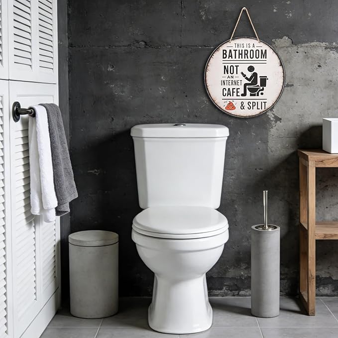 Funny Bathroom Signs, Wooden Bathroom Wall Art Decor, Vintage Farmhouse Restroom Wall Pictures For Home