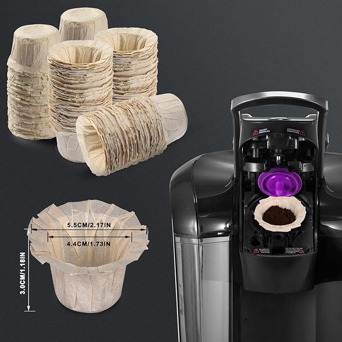 300 Count Disposable K Cup Filters, Coffee Filter Paper for Keurig Brewers Single Serve 1.0 and 2.0, Use with Resusable K Cup Pods (Unbleached Natural)