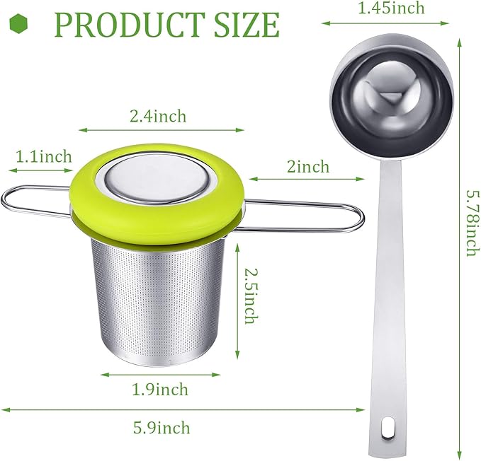 2 Pieces Tea Infusers Stainless Steel Strainer Folding Handle Filter Extra Filter Fine Mesh Strainer Brewing Basket with Lid for Loose Leaf Tea