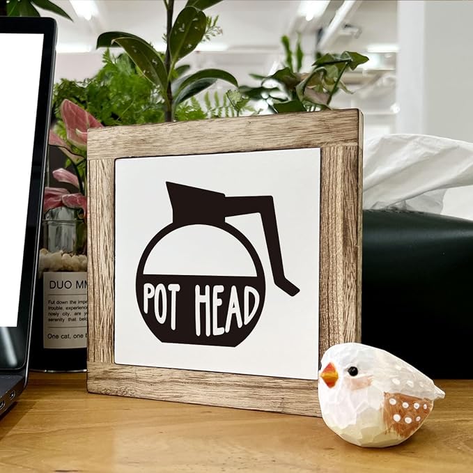 Coffee Pot Head Sign, Wooden Box Decor Set for Home, Decorative Table Sign, Farmhouse Wood Shelf Decoration, Rustic Kitchen and Bar Decor - Image 6