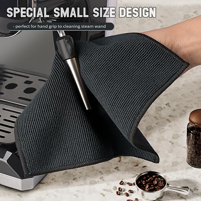 CAFEMASY Barista Towels Espresso Machine Accessories - 4 Pack Premium Absorbent Barista Cloth 8"x 8" Microfiber Coffee Machine Steam Wand Cleaning Rag Coffee Towel for Espresso Bar - Image 3