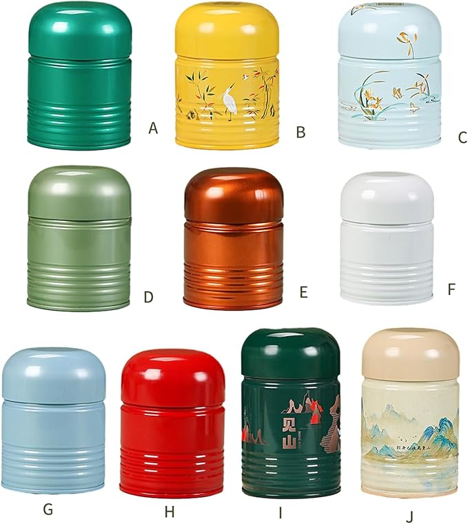 Tea Tin,Round Tea Box Compact Tea Container Convenient Tea Storage Box Tinplate Tea Canister Tea Storage Jar for Various Teas, 7.3x9.9cm