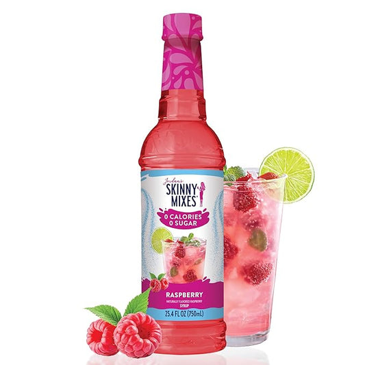 Jordan's Skinny Mixes Sugar Free Syrup, Raspberry Flavor, Fruit Flavored Water Enhancer, Drink Mix for Ice Tea, Lemonade & More, Zero Calorie Flavoring, Keto Friendly, 25.4 Fl Oz, 1 Pack by JordansSkinnyMixes