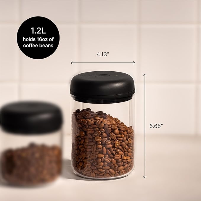 Fellow Atmos Electric Vacuum Canister & Storage Container - Airtight Coffee & Food Storage Containers - Coffee Containers - (Matte White, 1.2 Liter)