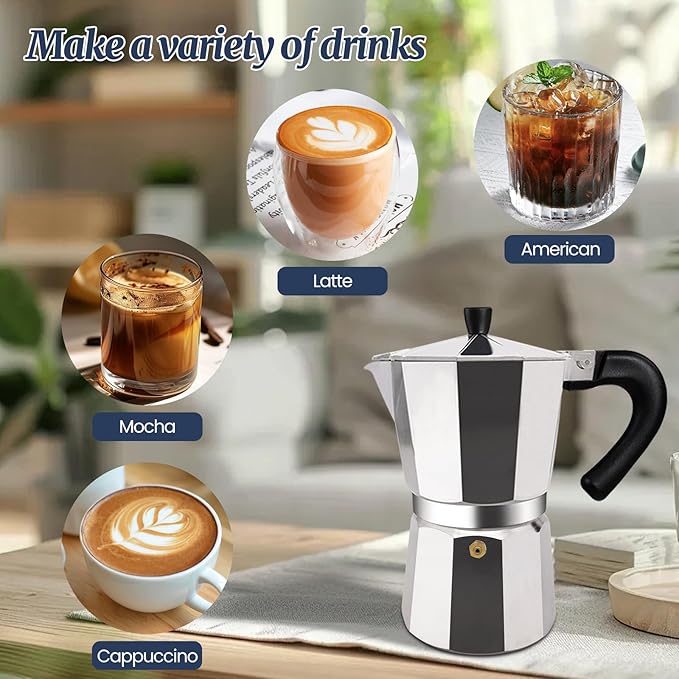 12 Cup Moka Pot Aluminum 600ml Italian Coffee Maker Stovetop Espresso CoffeeMakers Mocha Pot Percolator Greca Coffee Maker for Electric Ceramic Stove Portable for Easy Brewing