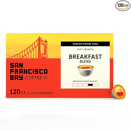 San Francisco Bay Compostable Coffee Pods - Breakfast Blend (120 Ct) K Cup Compatible including Keurig 2.0, Medium Roast