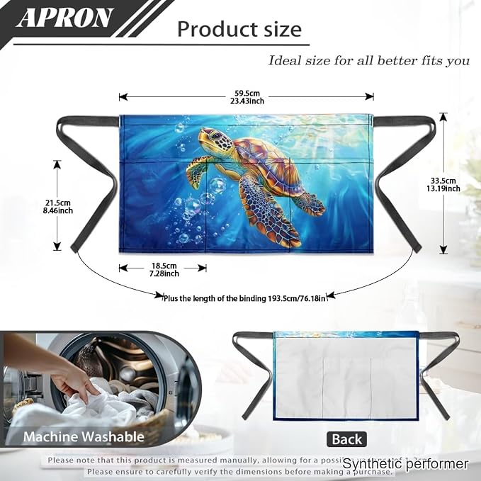 Server Apron with 3 Pockets 13 Inch Short Half Waist Aprons Waterproof Cooking Aprons for Women Men - Image 7
