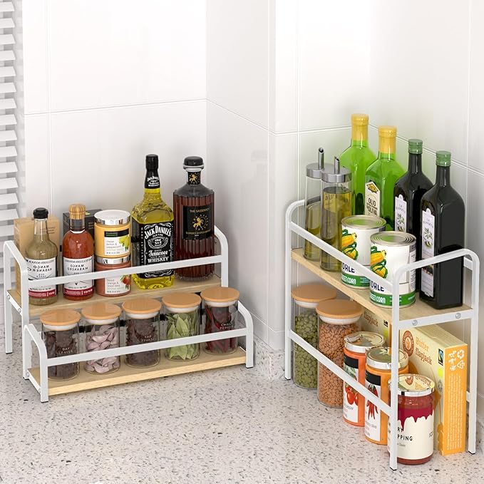 Coffee Syrup Rack,12 Bottle Capacity,3 Tier Coffee Bar Organizer,Kitchen Wine Rack,Coffee Station for Syrup, Wine Stand Shelf,Coffee Bar Accessories (Light Yellow Wood, White)