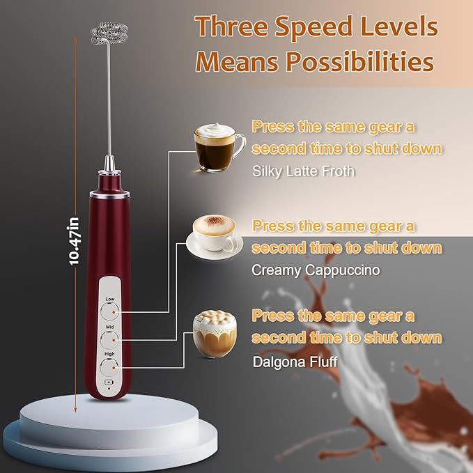 Milk Frother Wand Rechargeable Handheld Frother For Coffee,Batidora De Mano Electrica Coffee Bar Accessories Kitchen Appliances Essentials Electric Frother Gift For Women Men (Blue)