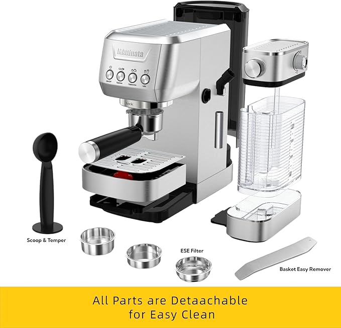 MAttinata CM1632 Cappuccino Coffee Machine 20 Bar, Professional Espresso Machines for Home with Automatic Milk Frothering System, Barista Compact Latte Maker for Coffee Lovers, Stainless Steel