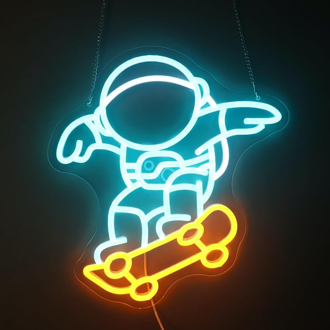 "Astronaut Skateboarding" Space Adventure Light - Cool & Gravity-Defying LED Wall Art for Game Room, Dorm, Bedroom Decor, Dimmable USB, Awesome Gift for Sci-Fi Fans & Adventurers - Image 8