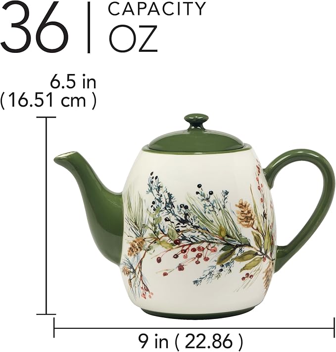 Certified International Winters Forest Teapot, 36 oz.