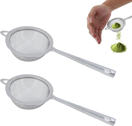 2 Pcs Matcha Sifter, Stainless Steel Matcha Sieve Hand Small Mini Tea Strainer Fine Mesh, Eliminate Clumps In Matcha Green Tea Powder
