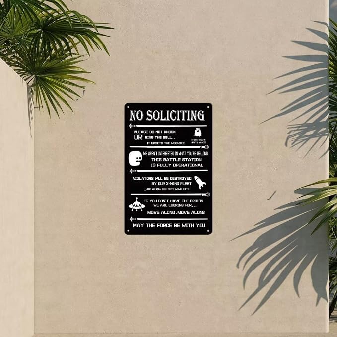 No Soliciting Sign for House Funny No Soliciting Signs for House Door Office Business Please Do Not Knock or Ring The Bell Modern Design Metal Sign for Indoor and Outdoor Use 12" x 8" - Image 4