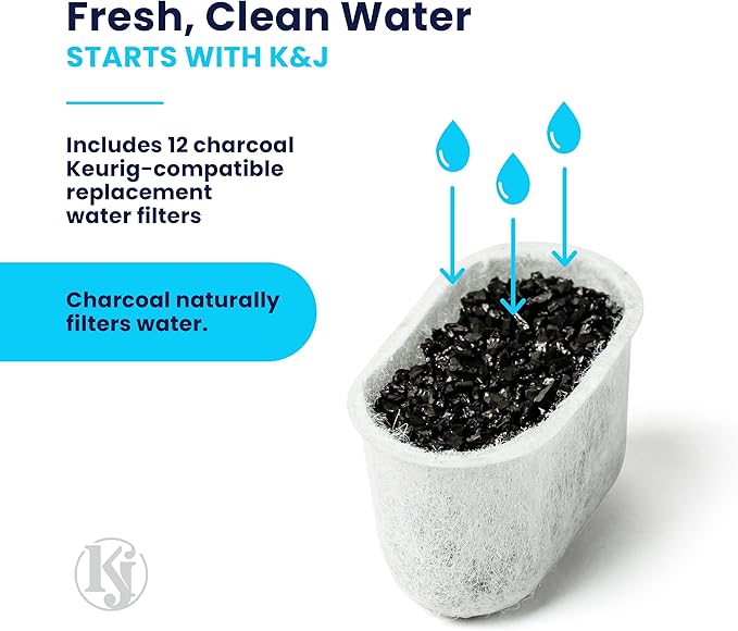 12 Pack Keurig Filter Replacement by K&J - Compatible with Keurig Coffee Machine (2.0 and older)