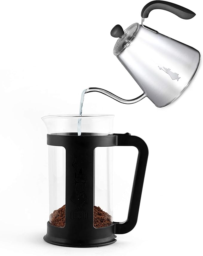 Bialetti Coffee Press Smart, French Press for coffee or tea, borosilicate glass container, dishwasher safe, 1 L - 34 Oz (8-cup), Black
