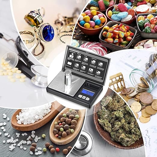 THINKSCALE 𝗚𝗿𝗮𝗺 𝗦𝗰𝗮𝗹𝗲, 𝟮𝟬𝟬𝗴/𝟬.𝟬𝟭𝗴 Mini Pocket Scale with 6 Units, Steelyards, Tare, Scales Digital Weight Grams for Jewelry, Medicine, Coffee, Herb, Cal Weight Included