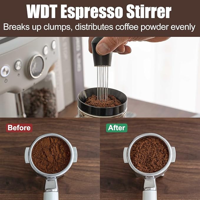 7 PCS Espresso Accessories Kit, Espresso Tamping Station, Coffee Tamper, Coffee Distributor, WDT Tool, Puck Screen, Dosing Funnel, Cleaning Brush, Barista Tools Set (51mm) - Image 6