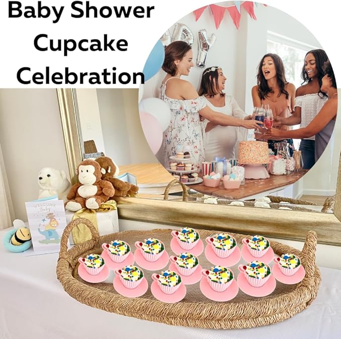 Evelots Baking Cupcake Molds - Silicone Teacup Set - 12 Pc Set - Oven-Safe - Nonstick - Muffin Cups for Bridal/Baby Shower, Birthday/Tea Party - 6 Cups & 6 Saucers - BPA Free