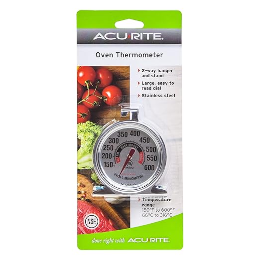 AcuRite 00620A2 Stainless Steel Oven Thermometer (150°F to 600°F)