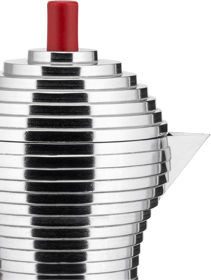 Alessi MDL02/3 R "Pulcina" Stove Top Espresso 3 Cup Coffee Maker in Aluminum Casting Handle And Knob in Pa, Red