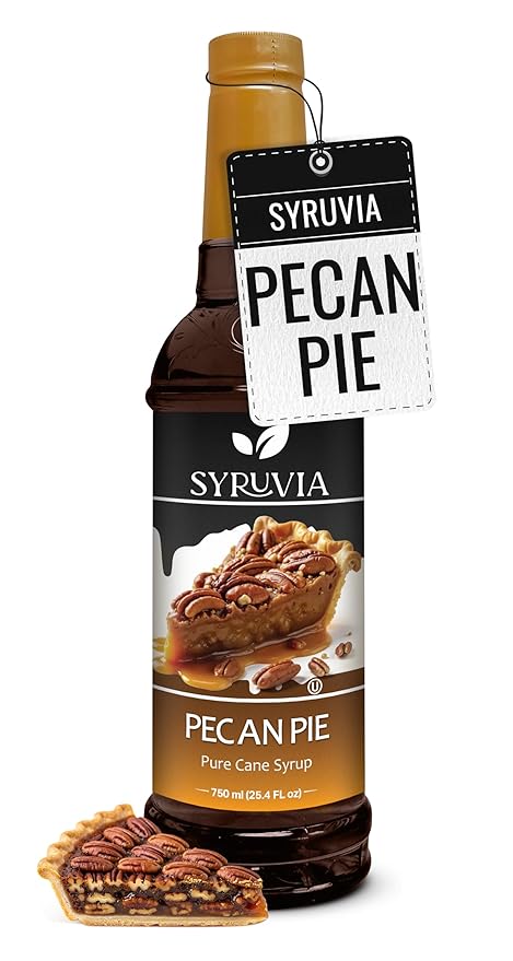 Syruvia Coffee Syrup, Pecan Pie Flavored Syrup for Drinks, Lattes, and Desserts – 25.4 fl oz,