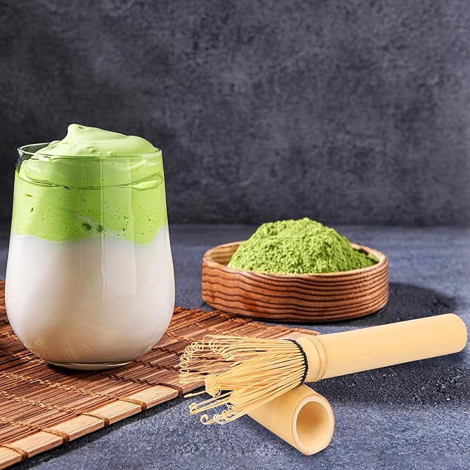 Bamboo Matcha Whisk with Long Handle and Stand, Bamboo Whisk for Matcha Tea Traditional Japanese Chasen Matcha Stirrer (Bamboo Whisk)