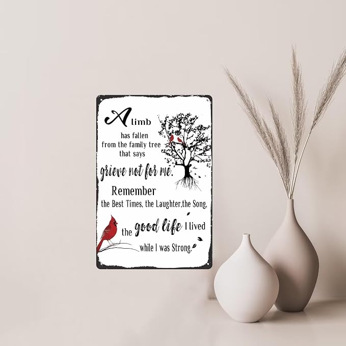 Memorial Gifts for Loss of Mother, Father, Husband, Son, Sympathy Gifts for Loss of Loved One, Rememberance Gift for Loss of Mom Dad, Condolences Gifts, Memorial Decor Sign Plaque 12x8 Inches Metal Tin Sign (Bird Style) - Image 4