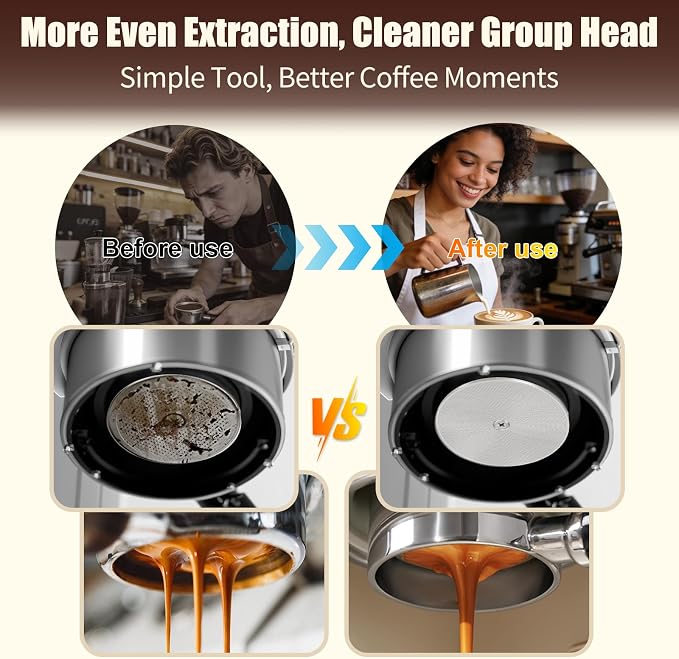 51mm Puck Screen 2 Pack, 0.8mm Thickness 150μm Reusable Espresso Puck Screen, Dual-Layer 316 Stainless Steel Coffee Filter Screen for 51mm Portafilter Basket, Even Extraction Barista Tool - Image 4