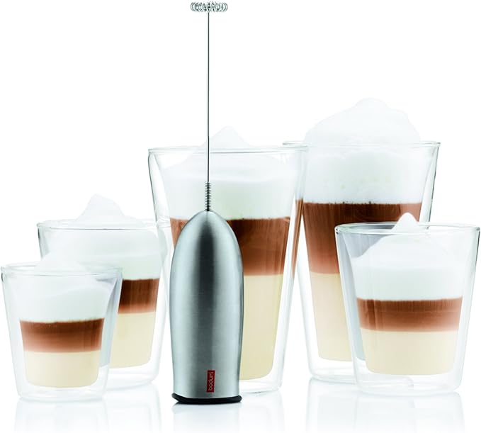 Bodum Schiuma Battery Operated Milk Frother for Coffee, Lattes, Hot Chocolate, Mocha, Cappuccino, Black