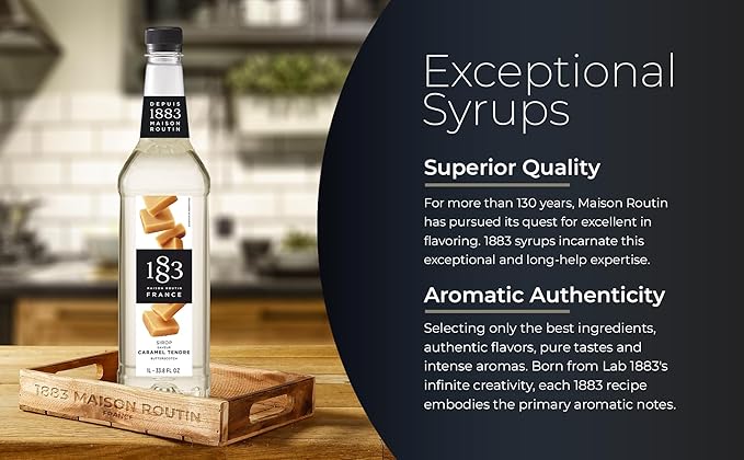 1883 Butterscotch Syrup for Drinks, Made in France, 1 Liter Plastic Bottle