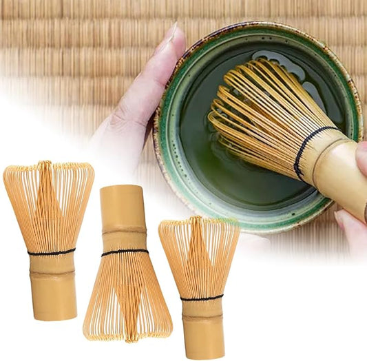 Matcha Whisk 100 Prong Natural Bamboo Tea Powder Whisk Semi Handmade Chasen for Making and Stirring Matcha Golden Bamboo Matcha Green Tea Whisk (3)