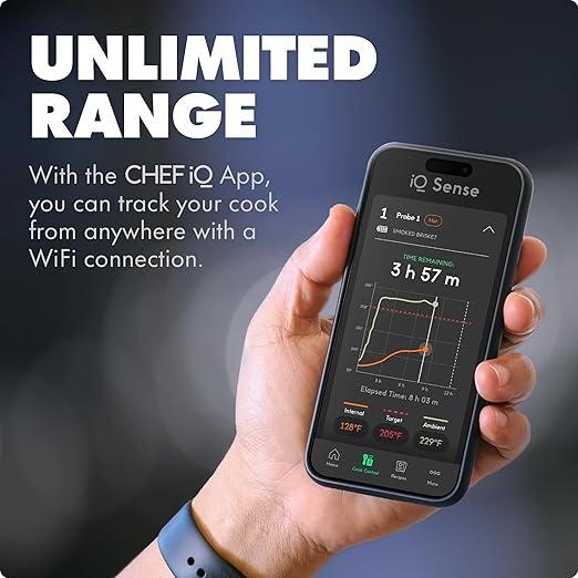 CHEF iQ Sense | Smart Wireless Meat Thermometer | 3 Ultra-Thin Probes | WiFi Unlimited Range | 1000°F Heat Safe | 5 Sensors | BBQ, Grill, Oven, Smoker, Air Fryer | Gen3
