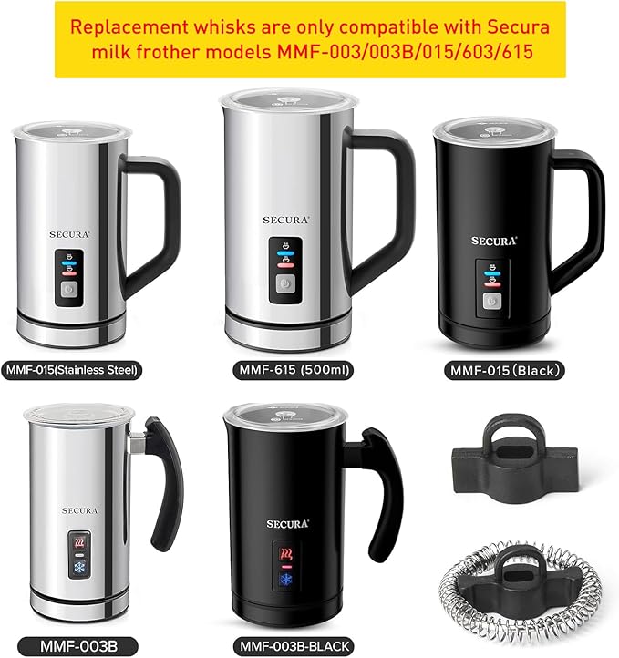 Secura Electric Milk Frother and Warmer Replacement Whisk Set Only for Models MMF-003/003B/ 015/603/615