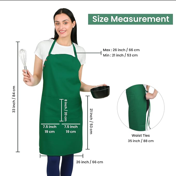 Kitchen Apron Cotton Waterdrop Resistant with adjustable Aprons for Women with Pockets 9 Color option Cooking (Cream/off white) - Image 5
