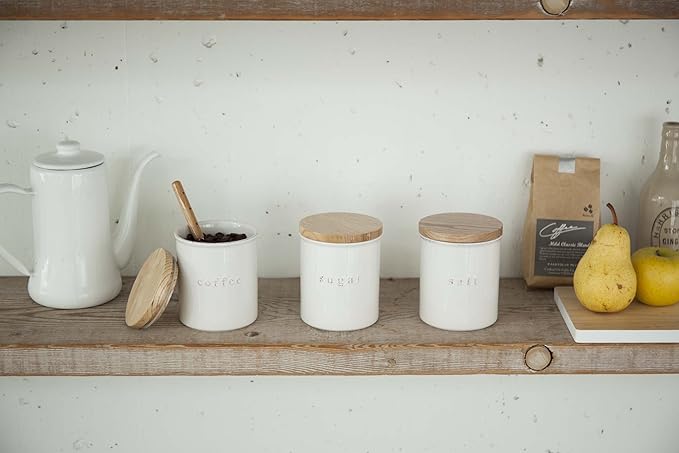 YAMAZAKI Home Tosca Ceramic Canister - Dry Food Kitchen Storage Container Organizer - Plain - 15.25 Oz., 450 Ml