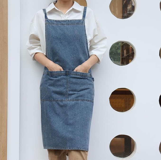 Small Cooking Apron with Pocket, Pinafore Apron Dress for Women, Kitchen Apron Gift for Women, Weight within 140lb - Image 4
